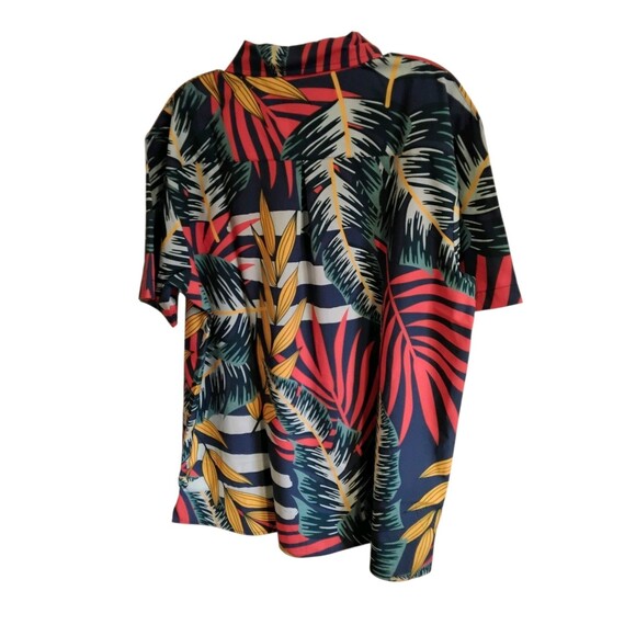 Peacock Sleeves Floral Beach Camp Hawaiian Button Up Shirt Mens Large - Picture 2 of 5